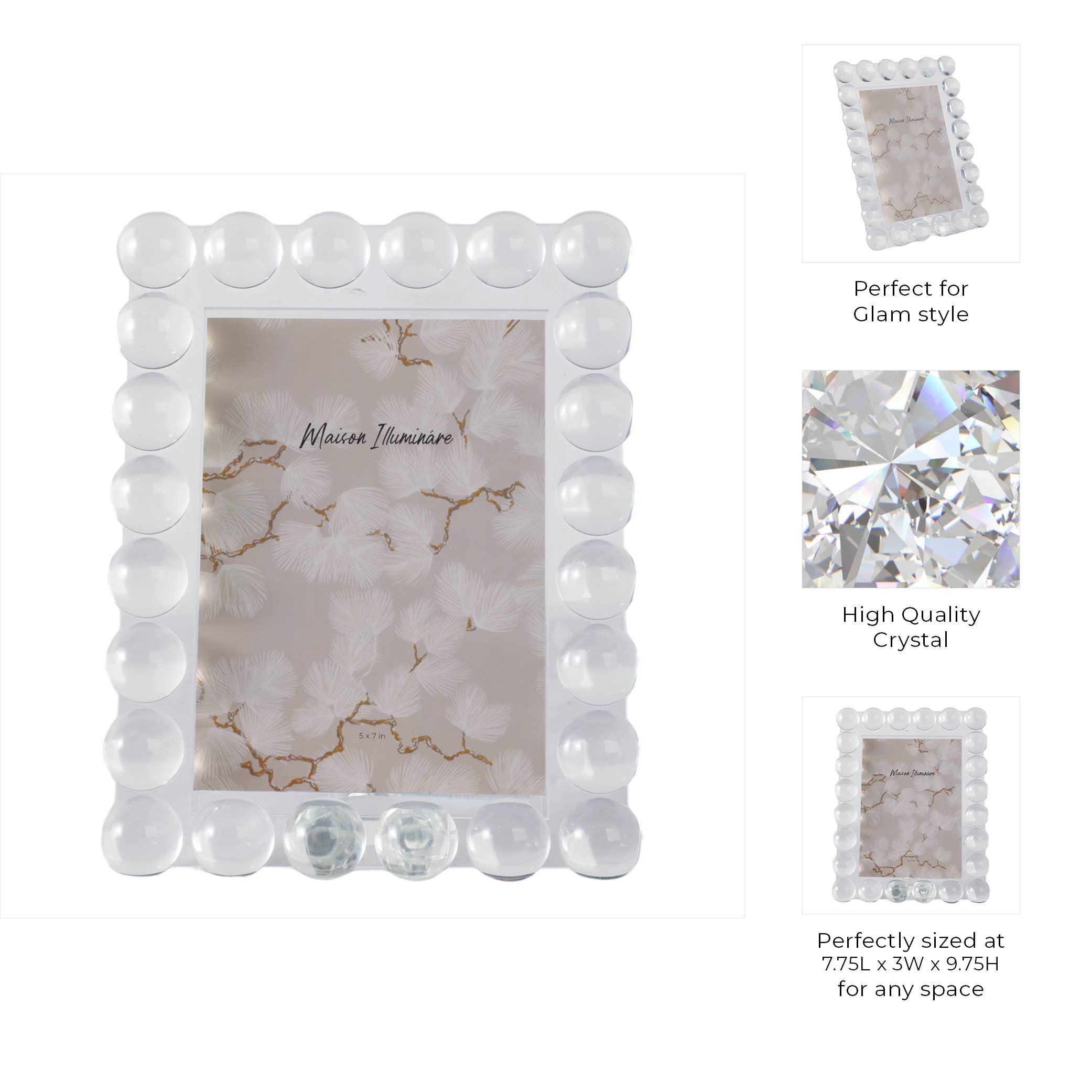 Sagebrook Home - Wholesale Picture Frame - Crystal Bubble Spherical Border Photo Frame - Clear, 5x7 in.3