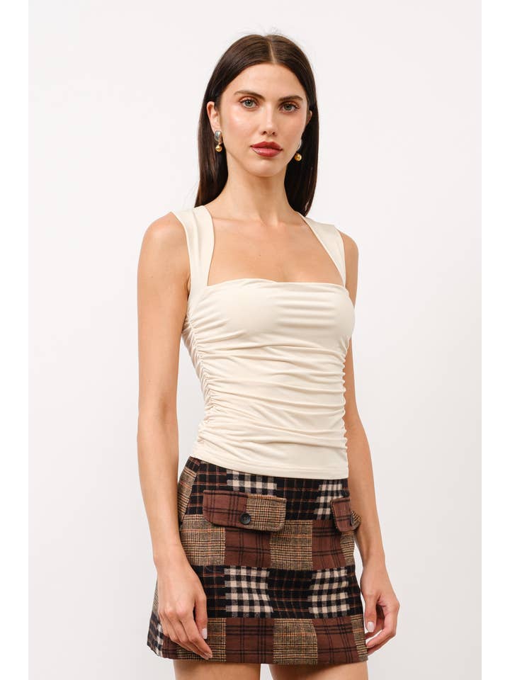 Blair Gathered Sleeveless Top - Ivory for wholesale on Faire