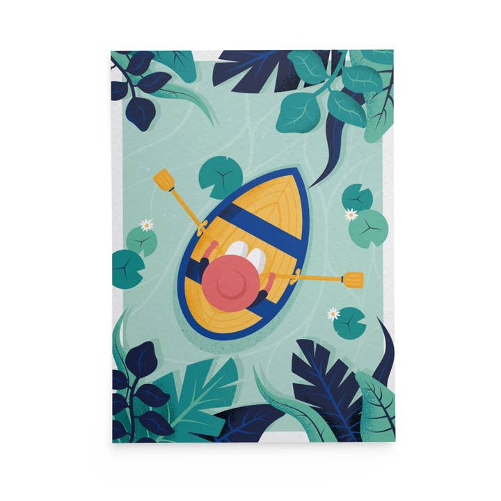 Boat in the jungle, postcard for wholesale by Studio Jubel