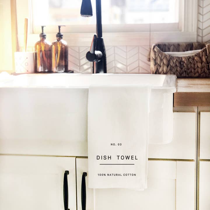 Perfect Day Print Co - Wholesale Tea Towel - Modern Tea Towel, Minimalist Black & White Dish Cloth