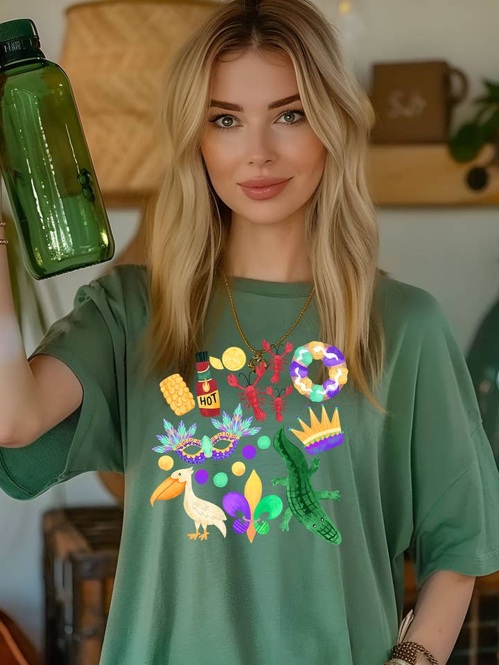 Mardi Gras Love Tee – Comfort Colors for wholesale by Rainwater Designs