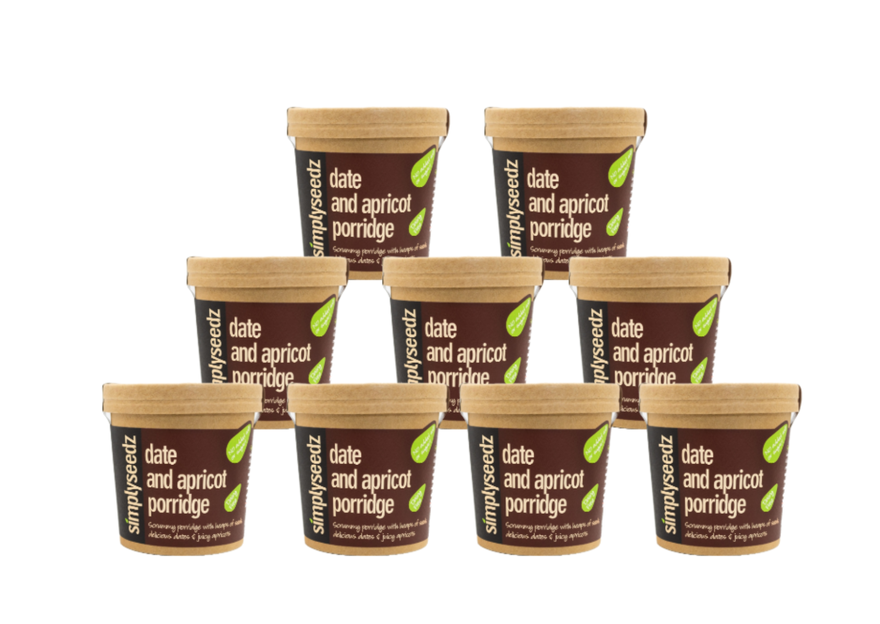 Simplyseedz - Vendita all'ingrosso Cereali - Vasetti di Porridge Veloce (9 x 60g) Datteri e Albicocca2