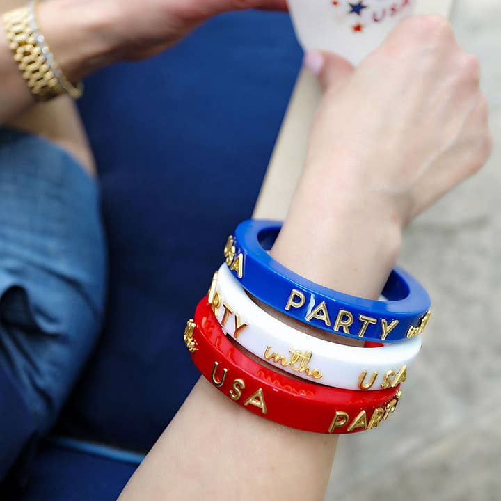 Canvas Style - Wholesale Bangle Bracelet - Party in the USA Resin Bangle