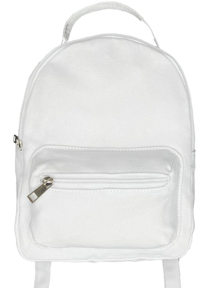 Mini zaino bianco semplice per la vendita all'ingrosso da parte di Piggyback