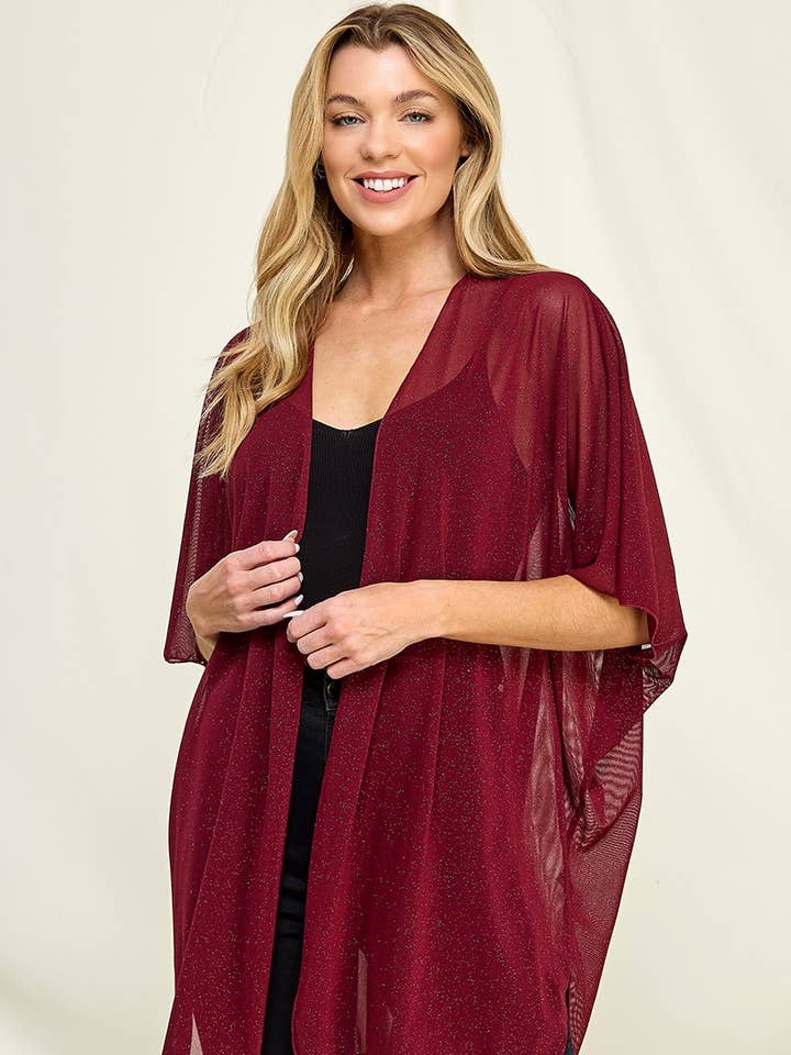 232150C - Cardigan in rete glitterata da donna per la vendita all'ingrosso da parte di Chris & Carol Apparel