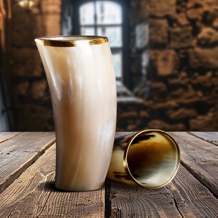 Handicrafts Home – Engroshandel Drikkeglas/kop – Viking Drikkebægre i Horn – Holder Op Til 300 ml, Metalisk Finish4