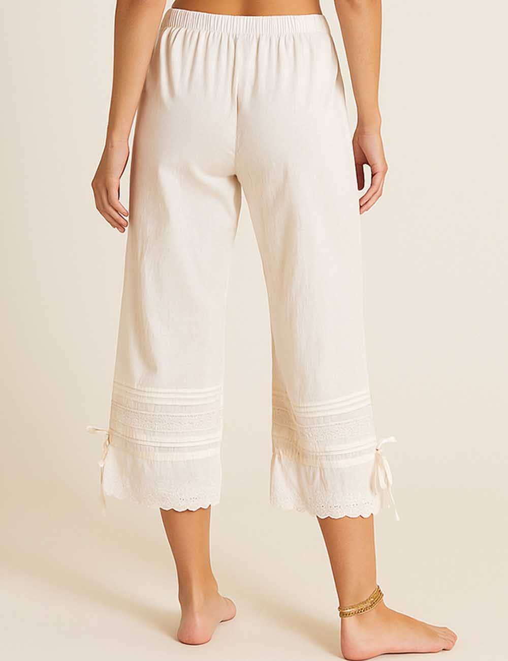 Sweetkama - Wholesale Pants - Women's - Ladies Solid Color Elastic Waist Eyelet Drawstring Bloomer Pants4