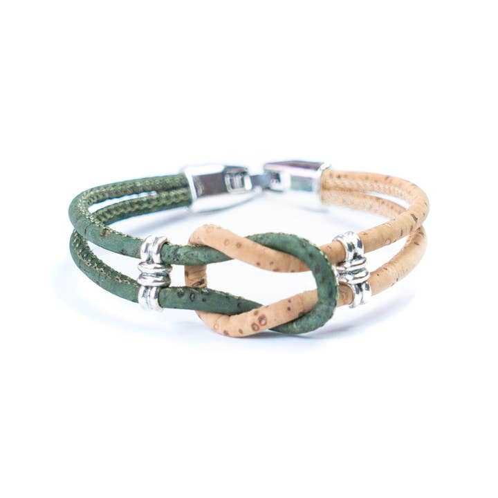 Meninas Bonitas Cork – Pulseira por atacado – 5 cores de fios de cortiça e acessórios em liga de pulseiras de moda artesanais BR-232-MIX-5