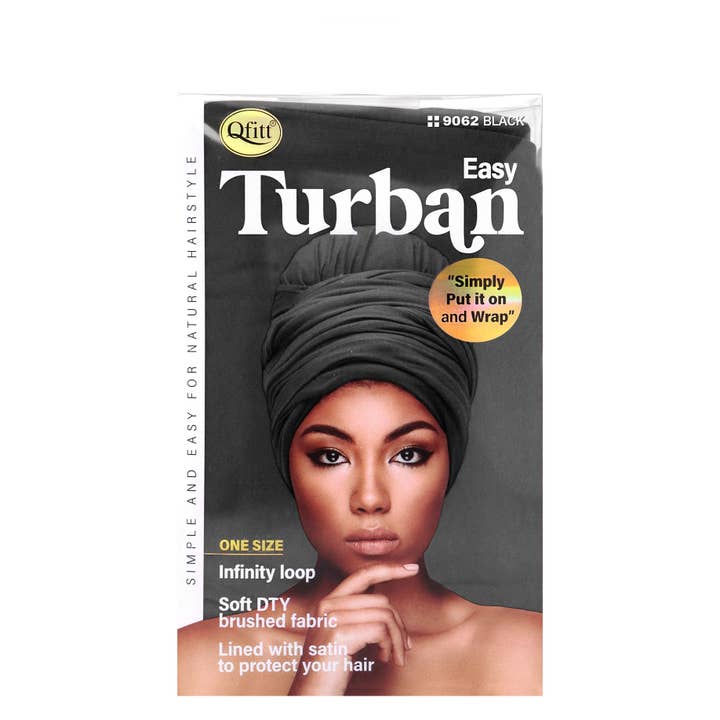 Qfitt Easy Turban Black,One Size for wholesale by KT Supply