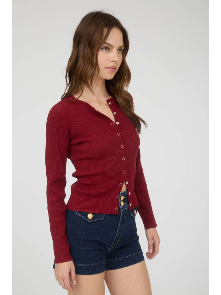 The Workshop Studio - Vente Cardigan – femme - GILET EN MAILLE À COL ROND AVEC BOUTONS-PRESSION13