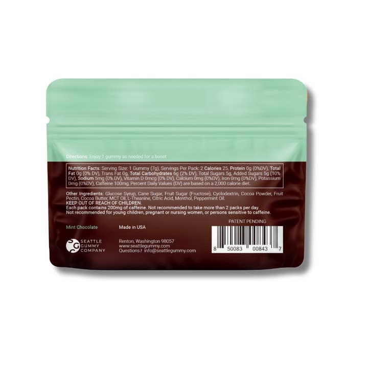 Seattle Gummy Company - Wholesale Oral Supplement/Vitamin - Mocca Shots Mint Chocolate Caffeine Gummy |12-Pack, 24-Shots