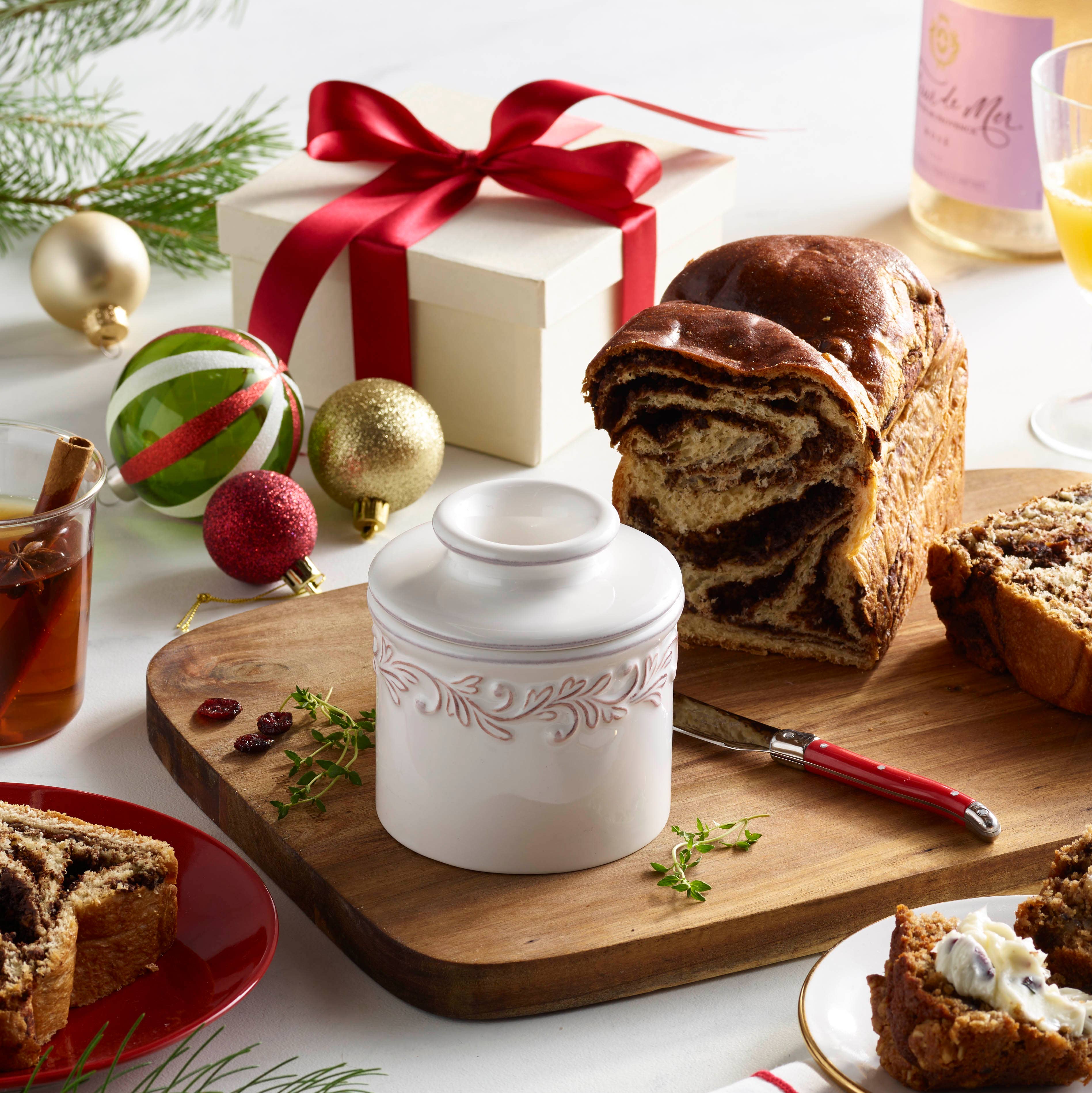 The Original Butter Bell® Crock - Venta al por mayor Platos para mantequilla - Vasija The Original Butter Bell®, lino blanco envejecido1