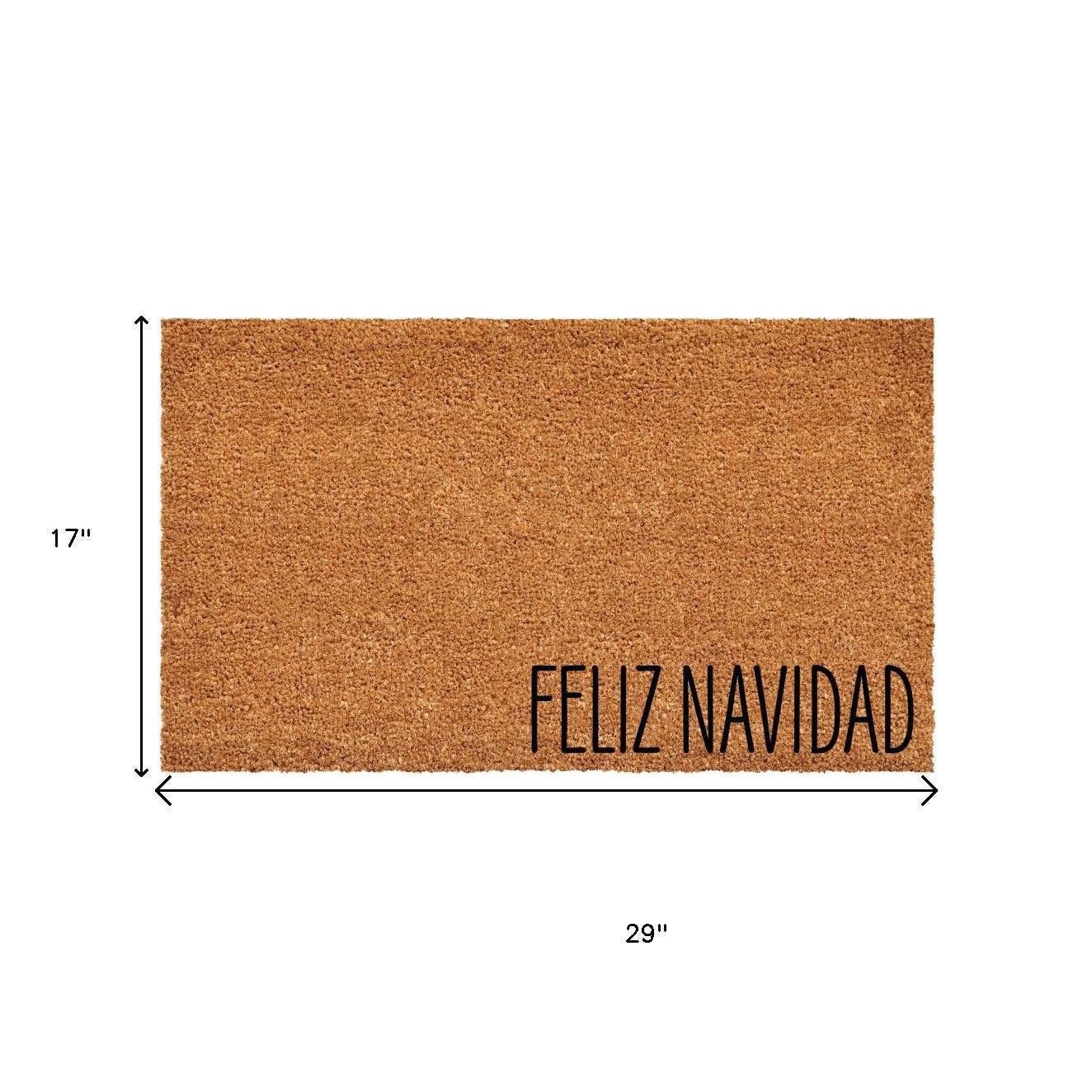 HomeRoots - Wholesale Door Mat - 17" X 29" Brown Christmas Feliz Navidad Outdoor Coir Door Mat2