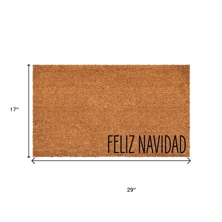 HomeRoots - Wholesale Door Mat - 17" X 29" Brown Christmas Feliz Navidad Outdoor Coir Door Mat2