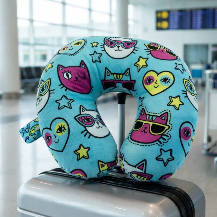 Kids Fiber Filled Travel Neck Pillow - Prints for wholesale by Wolf Essentials