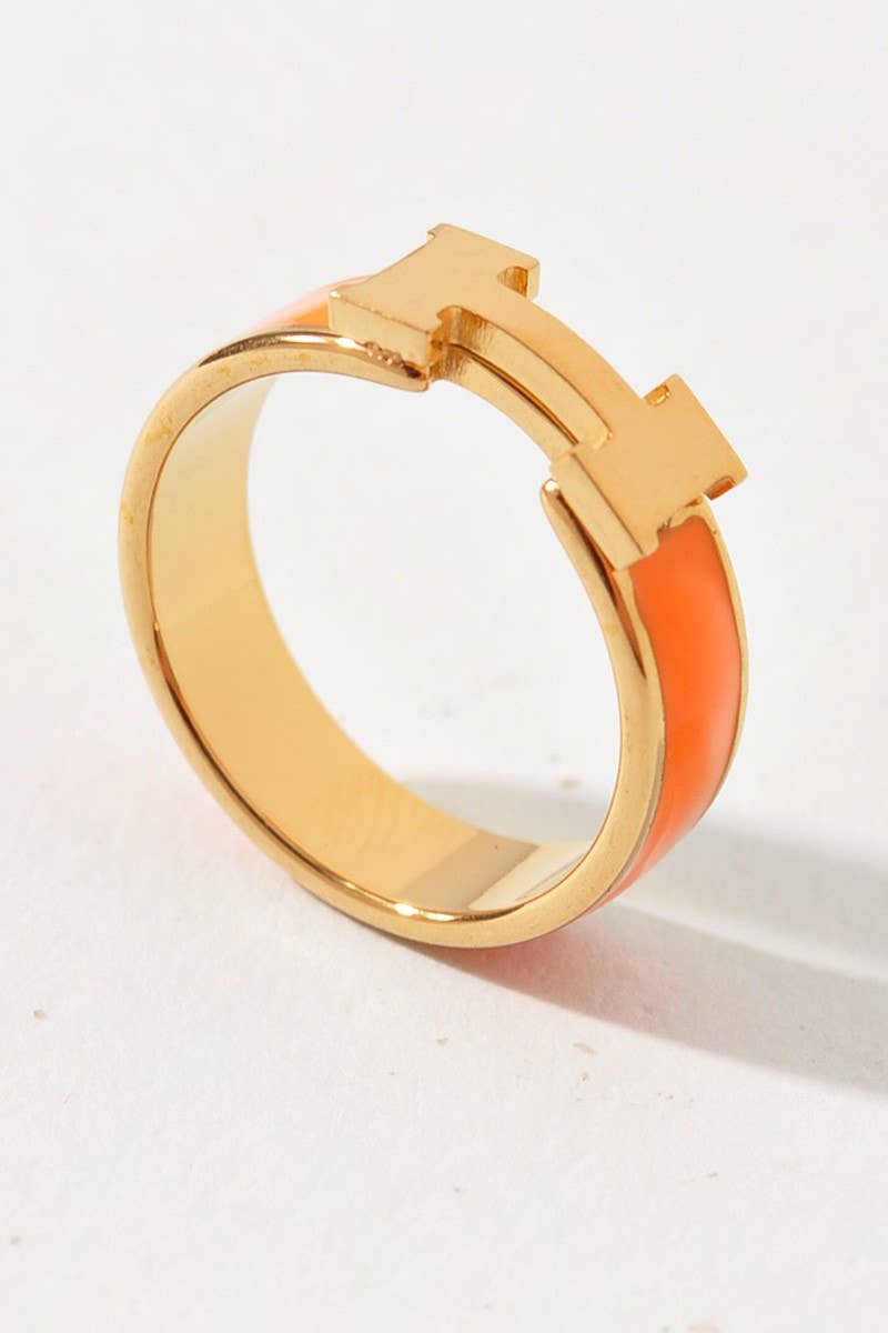 anbfashion - Vente Anneau/bague à empiler - Bague Design H en Émail2