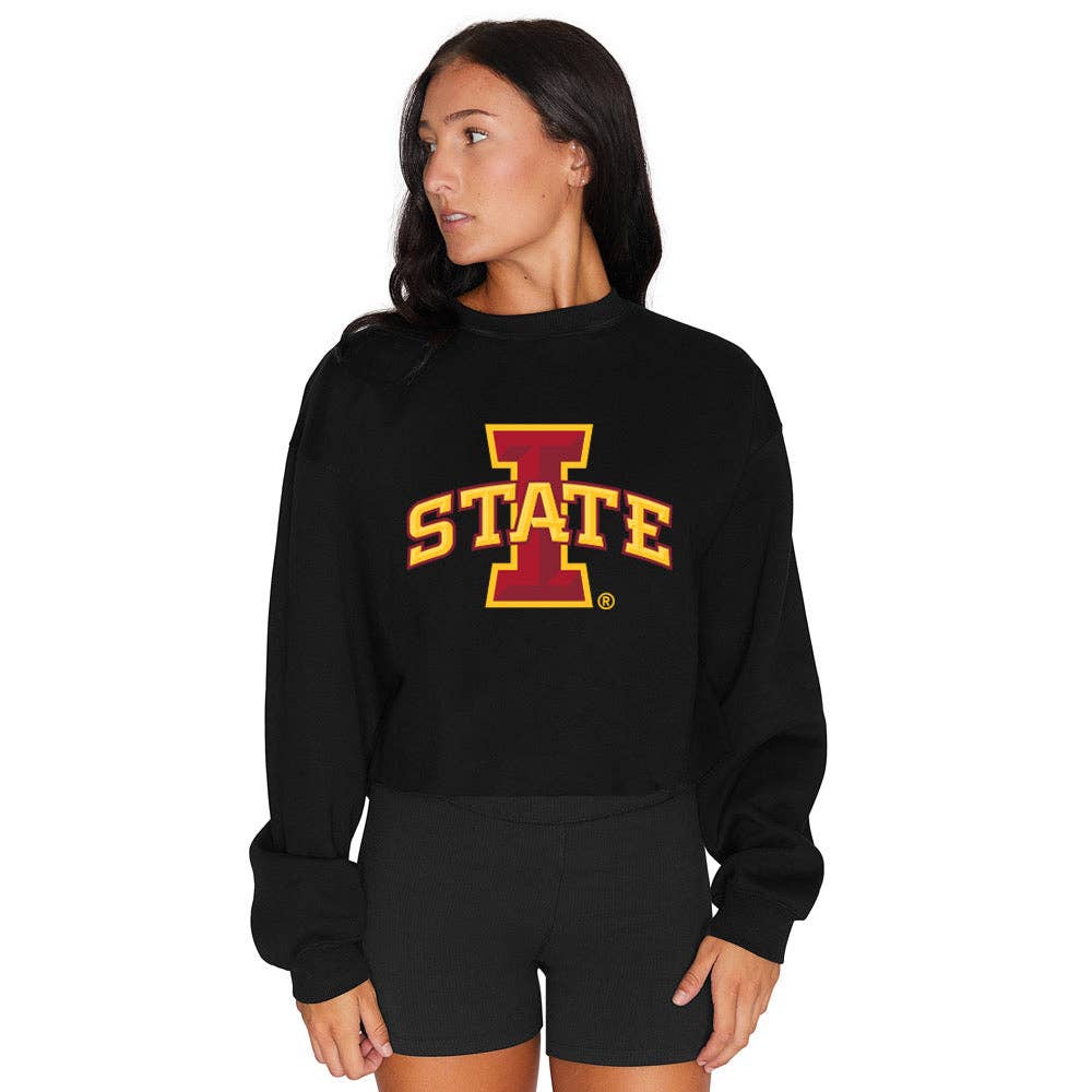 Lojo Collegiate Apparel - Wholesale Graphic Sweatshirt - Women's - Iowa State Black Crewneck1