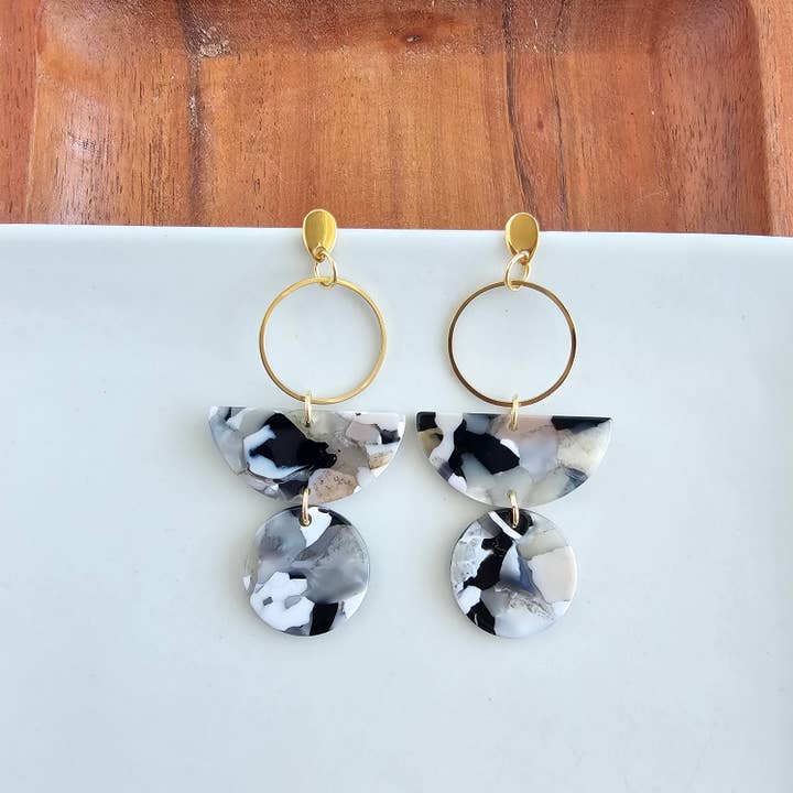 Spiffy & Splendid - Wholesale Dangle Earrings - Wren Earrings - Ivory & Slate // Jewelry, Gifts