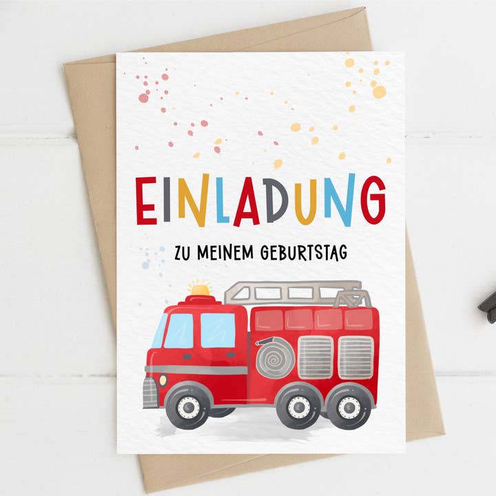 Invito ai vigili del fuoco, festa di compleanno per bambini per la vendita all'ingrosso da parte di MojiTags