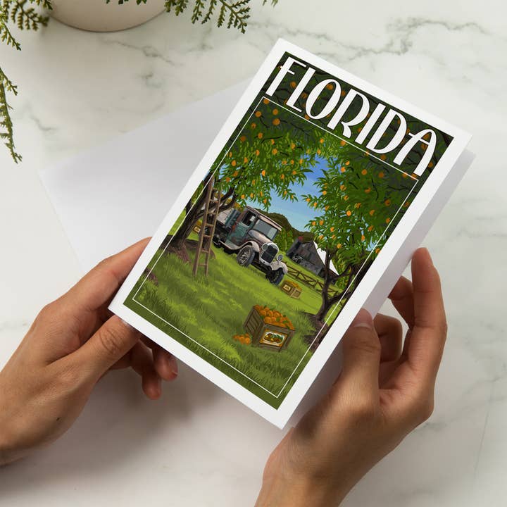 Lantern Press - Wholesale Everyday Greeting Card - GREETING CARD Florida, Orange Grove with Truck5
