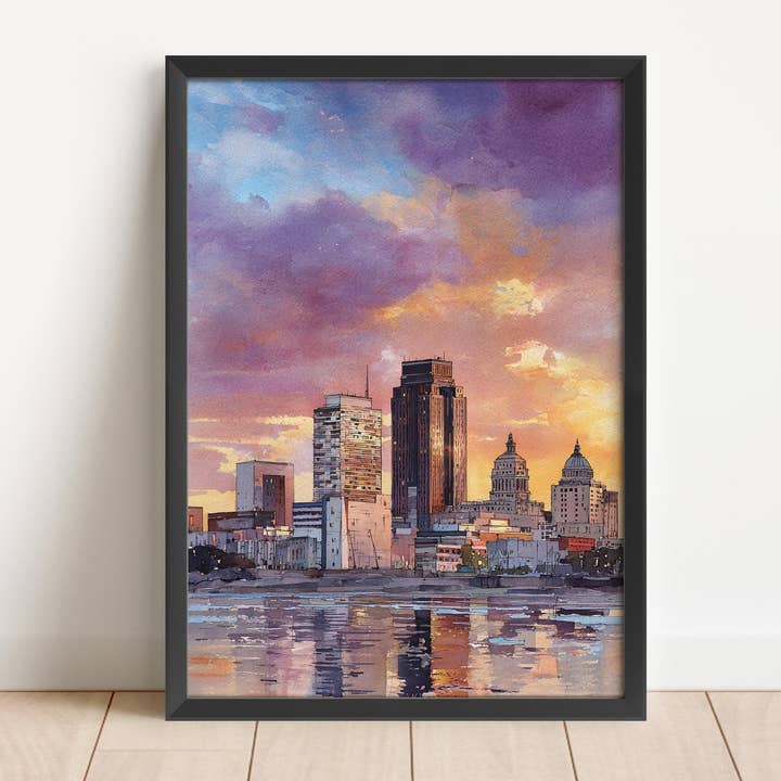 Des Moines, USA – Watercolor Art Print for wholesale by Premium Travel Art