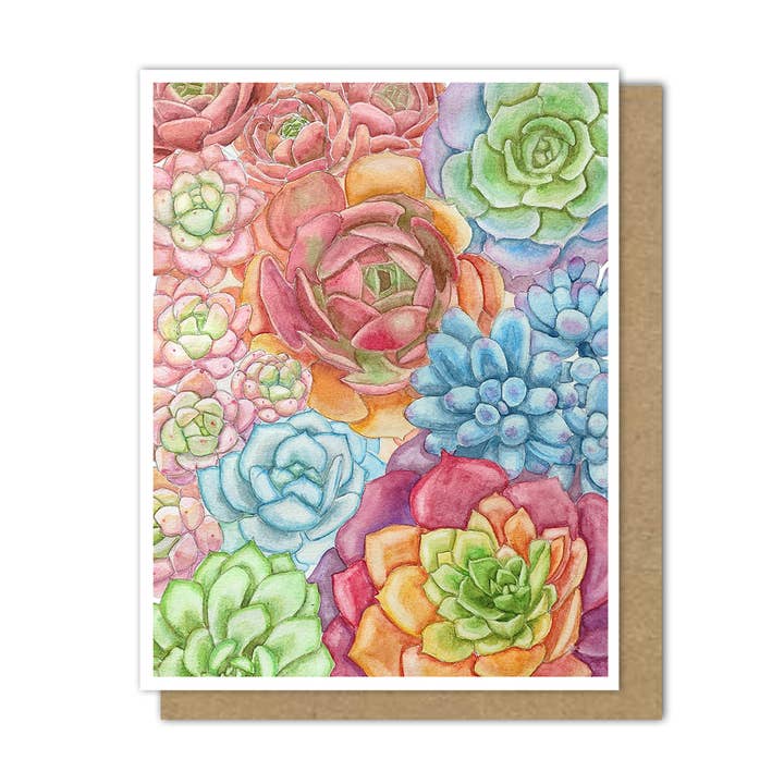 Cartes succulentes colorées, ensemble de 6 pour la vente par Motif's Art Studio