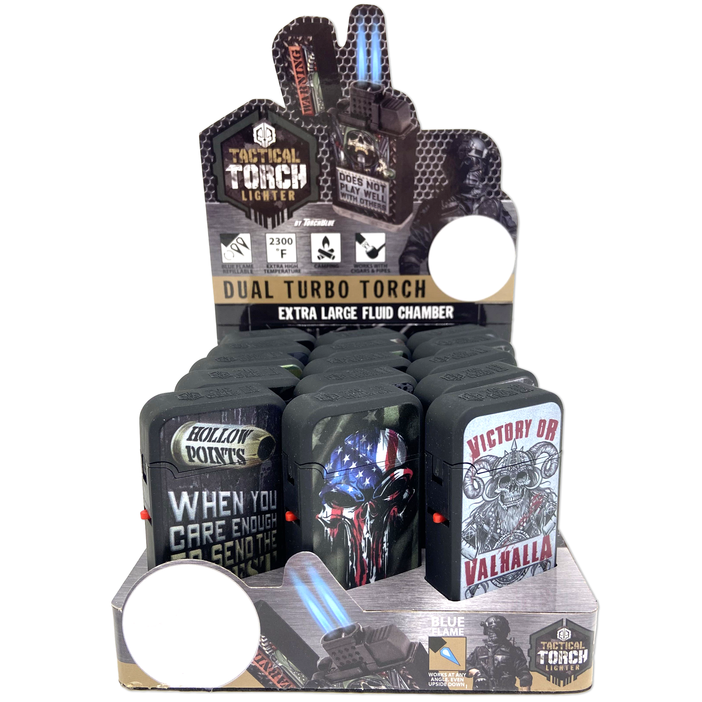 Novelty Brands - Wholesale Lighter - Tac Gear Patriot Dual Torch Lighter Assortment - 15/Display2