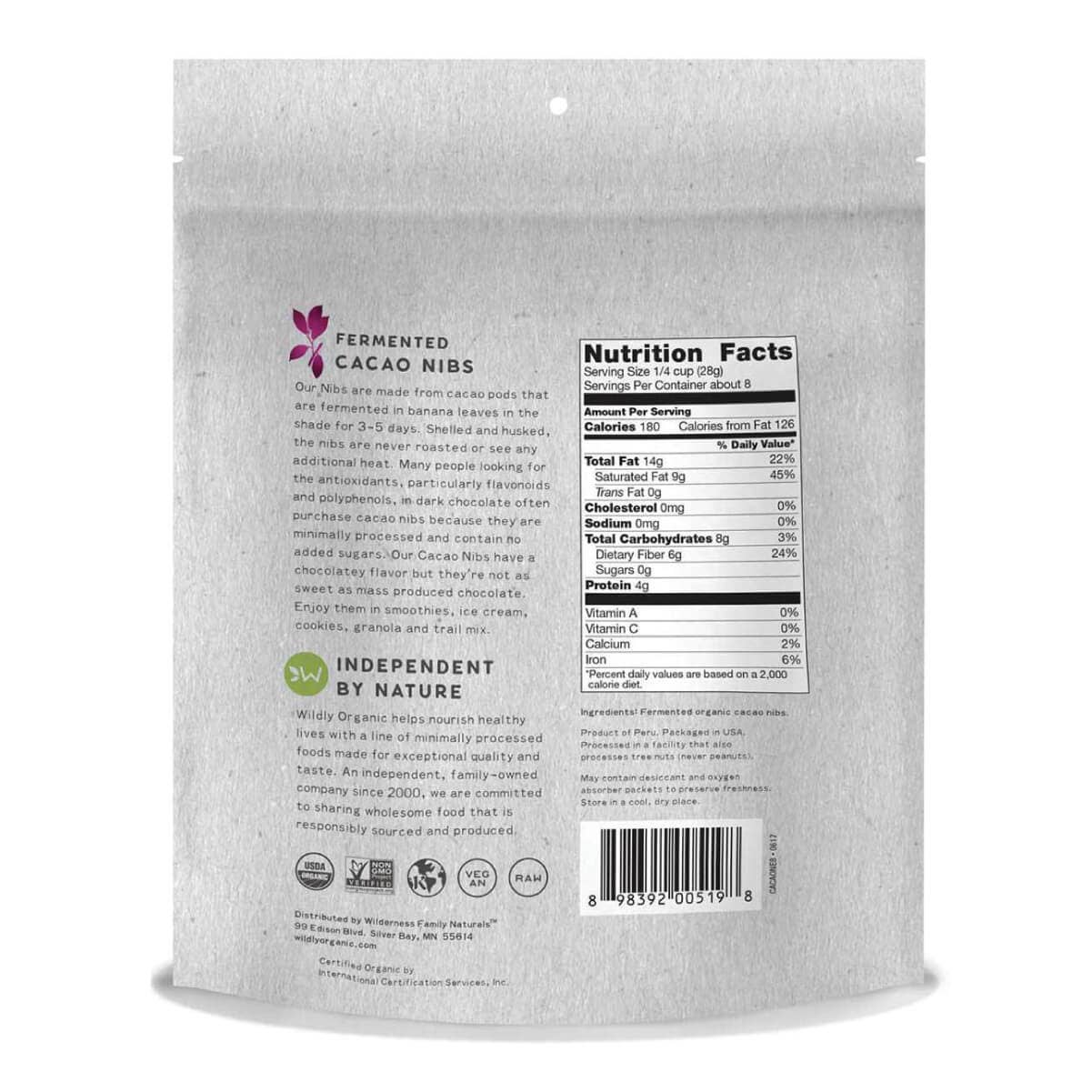 Wildly Organic - Wholesale Chocolate Bar - Fermented Organic Cacao Nibs3