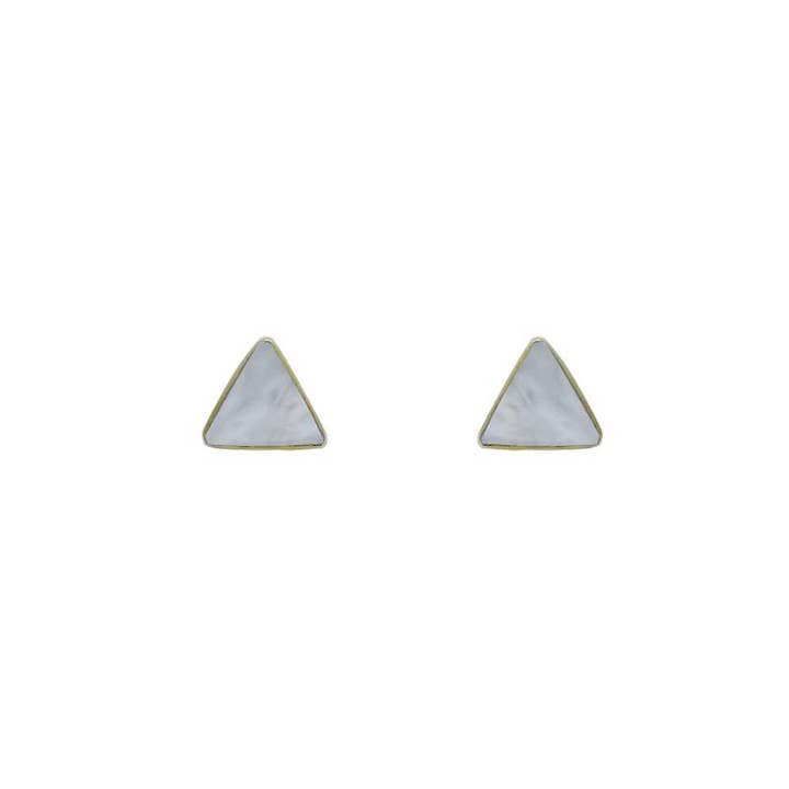 Solid Brass Triangle Stud with Mother of Pearl Inlay for wholesale by SITA