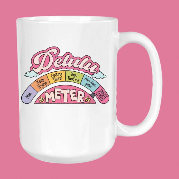 Delulu Meter, Coffee Mug, Girly, Pink for wholesale by GirlySips