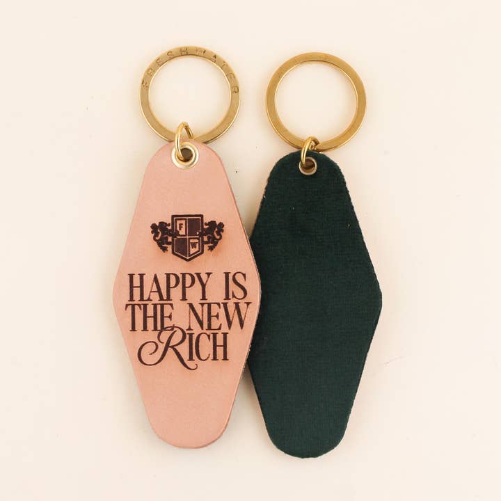 Porte-clés Happy Is The New Rich Hotel pour la vente par Freshwater Curated Goods