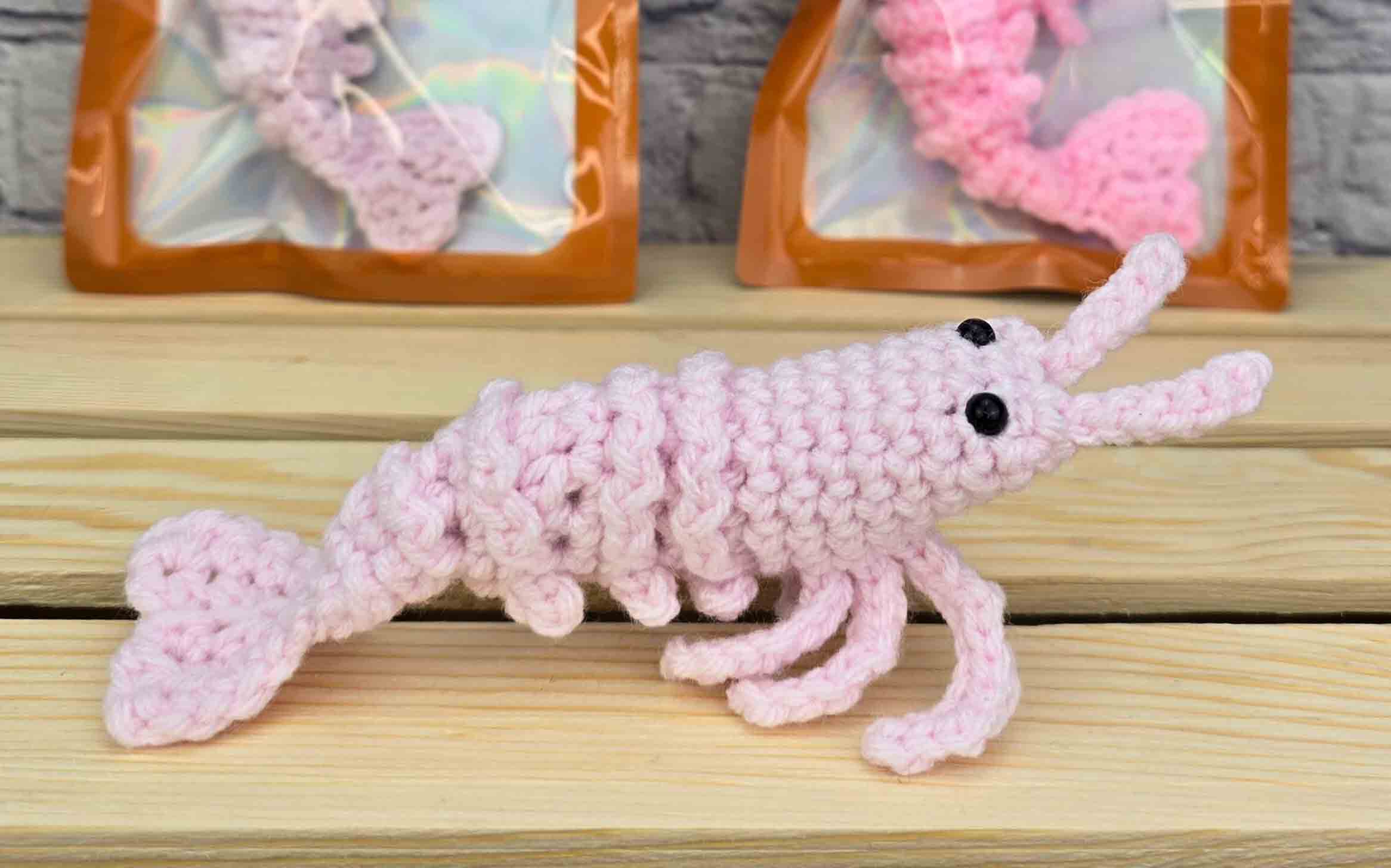 TOMOPOD LLC - Wholesale Car Decorative Charm - Women's - Crochet Cute Shrimp, Handmade Stuffed Prawn,Amigurumi Shrimp4