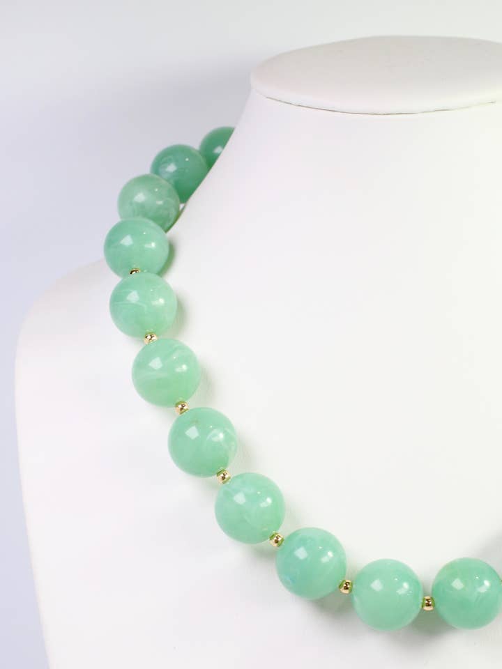 Tarrytown Marble Beaded Necklace Mint for wholesale by Caroline Hill