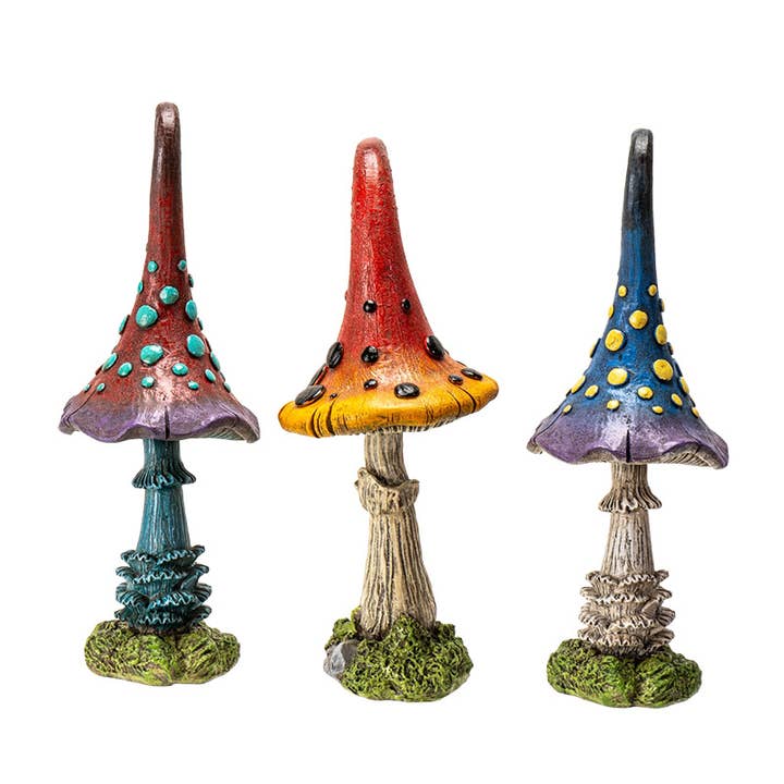 Pacific Trading - Wholesale Decorative Figurine - Magic Toadstool Mushrooms Home and Garden Decor Set of 3