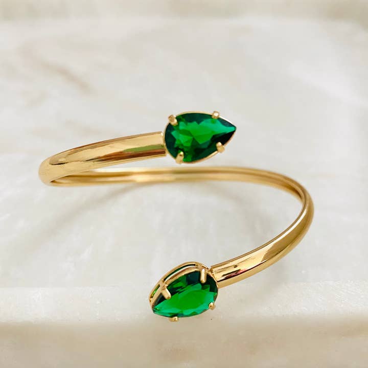 Black Onyx Bracelet, Emerald Green Bangle, Gold Bangle for wholesale by Housegoldjewelry