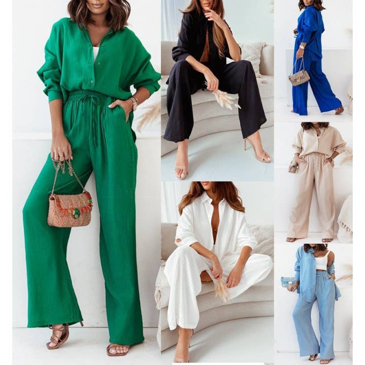 Sweetkama - Wholesale Top & Pant Set (NOT Loungewear) - Women's - Sweetkama Ladies Solid Color Top & Pant Daily Set