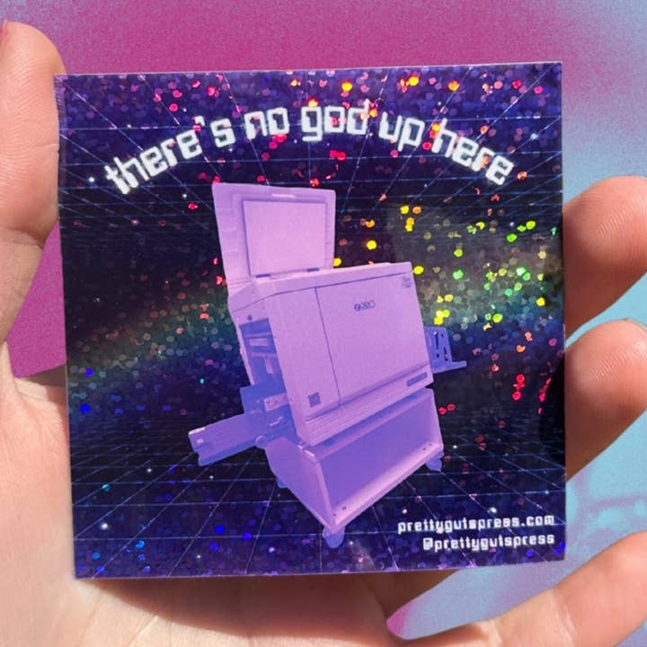 PAS DE DIEUX ICI RISOGRAPHIE // AUTOCOLLANT pour la vente par Mo McMasters