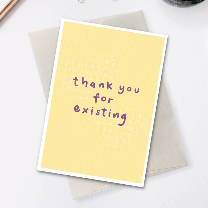 Thank You For Existing Minimalist Greeting Card for wholesale by Studio Lunaea