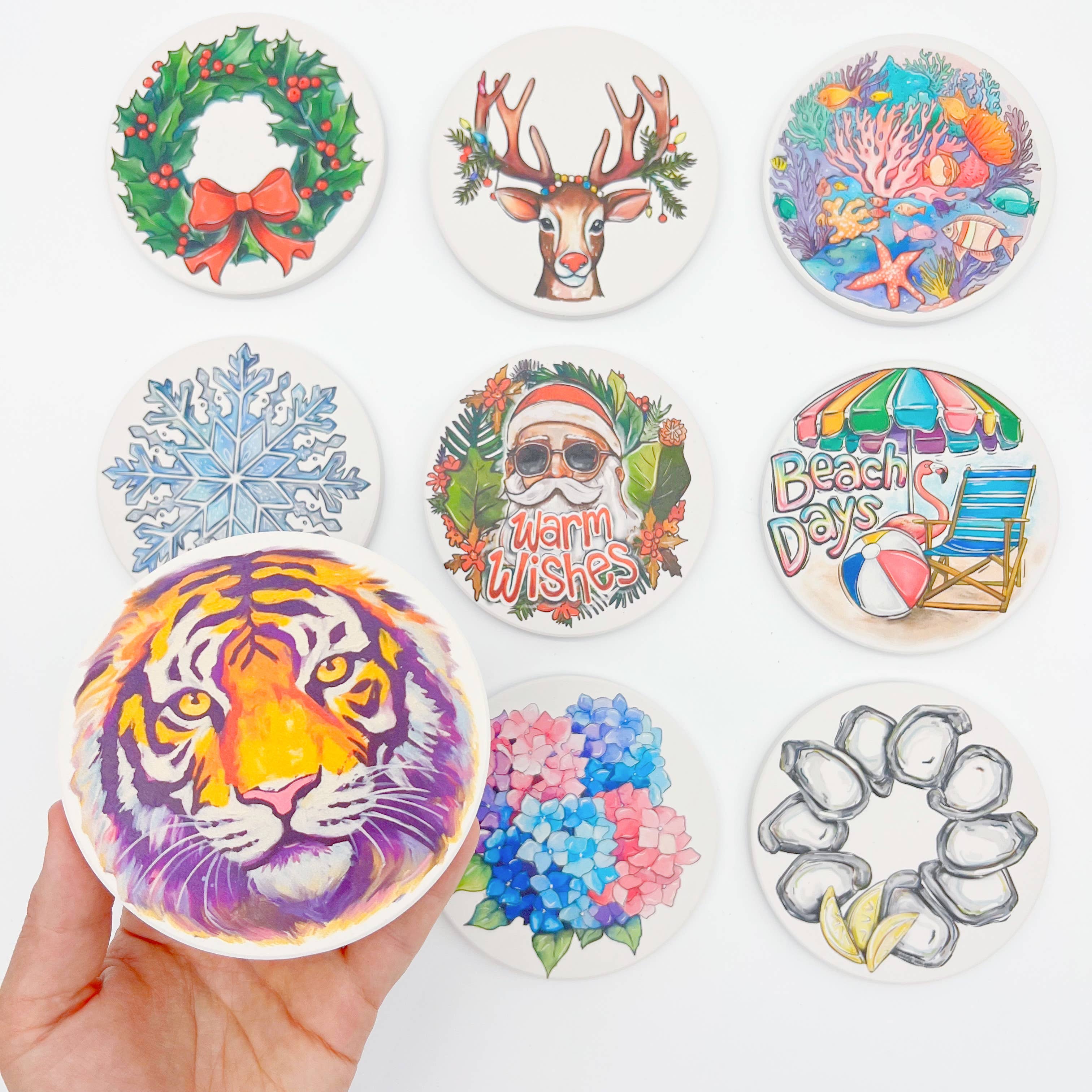 Home Malone - Wholesale Coasters - Purple and Gold Tiger Head Coaster - Louisiana Baton Rouge3