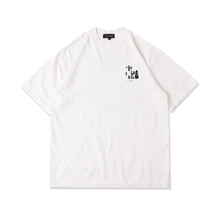 Maglietta Bianca a Rete con Errore Tipografico Viola e Rose per la vendita all'ingrosso da parte di Viola And Roses