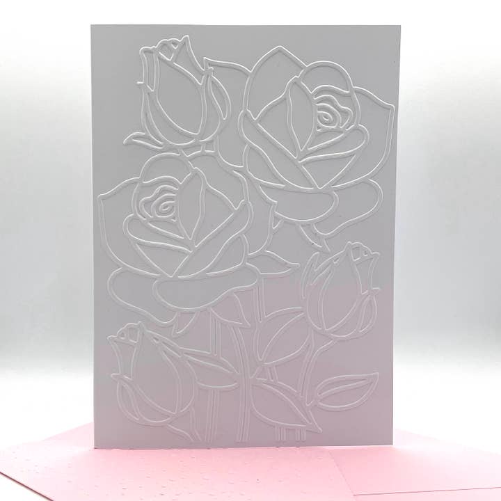 Roses Floral Embossed Notecards - Pack of 6 for wholesale by Looks Inviting