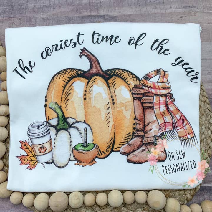 The coziest time of year fall Thanksgiving shirt for wholesale by Oh Sew Personalized