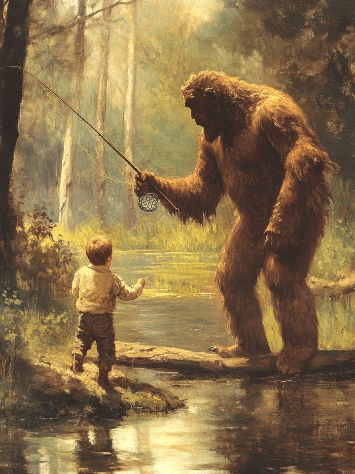 Fouke Monster Riverside - Mythical Beasts Wall Art Prints – 8″x10″ Artwork for 11″x14″ Frame for wholesale by Mowbi