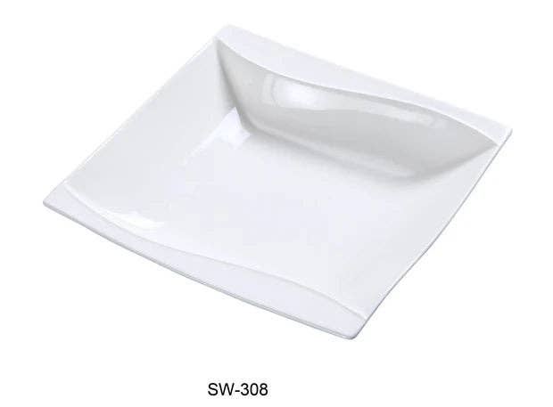 EcoQuality - Wholesale Dinner Plate - 8" Square Soup Plate Porcelain White 15 Oz0