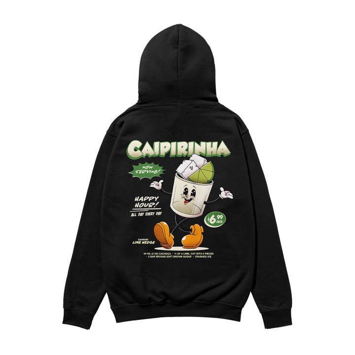 Sudadera con capucha orgánica Caipirinha Heavyweight negra para venta al por mayor de Weekend Concept
