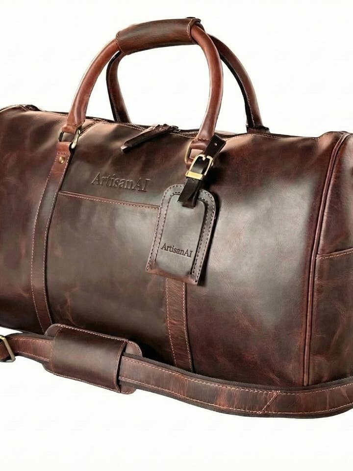 Maverick Adventure Leather Duffle Bag for wholesale by Ganges Grain Inc