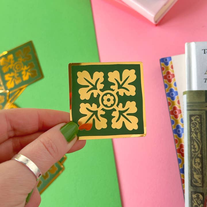 Gold Foil Leaf Medieval Tile Sticker for wholesale by Stacey McEvoy Caunt