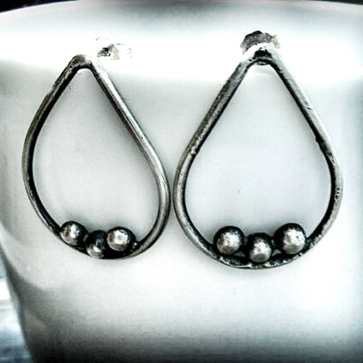 Brincos de prata esterlina em forma de gota de lágrima - Condensação por atacado de Andewyn Moon