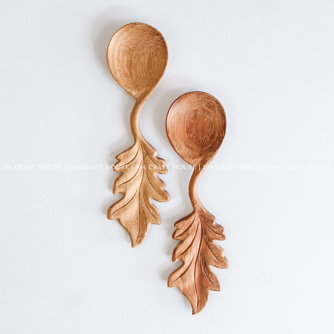 194 Craft House - Wholesale Serveergerei - Met de hand gemaakt houten lepel met bladvorm - keukengerei voor serveren6