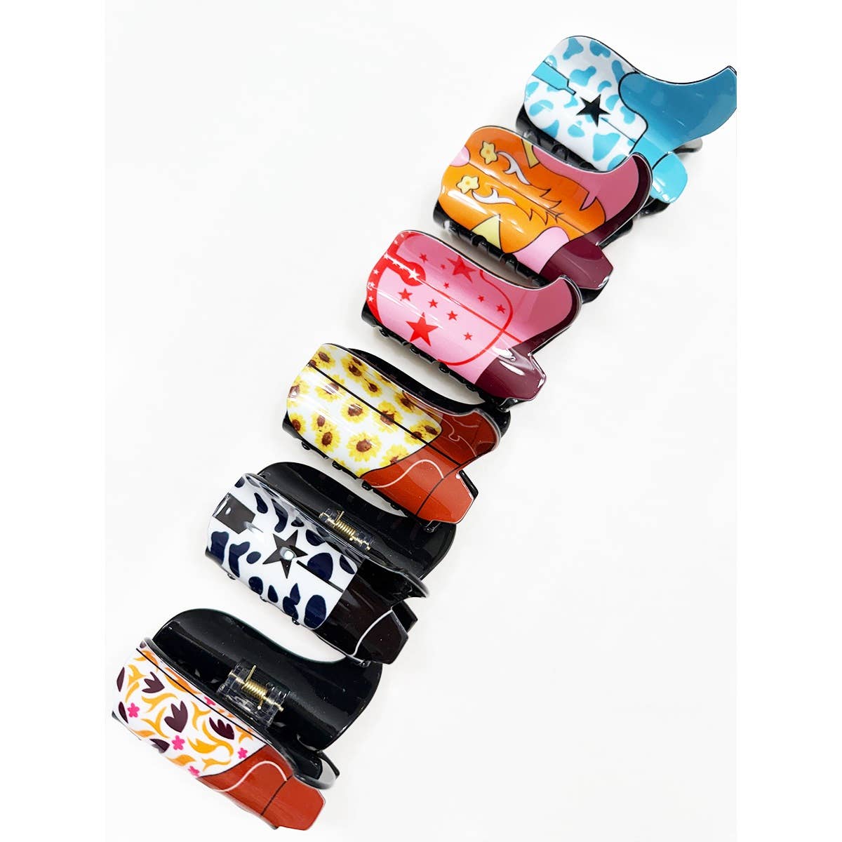 MIX COLOR Western Cowboy Boots Hair Claw Clips for wholesale on Faire1